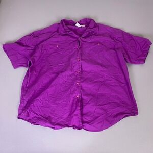 Jacque & KoKo  Button Down Shirt Plus Size 22/24 Purple 100% Cotton Short Sleeve